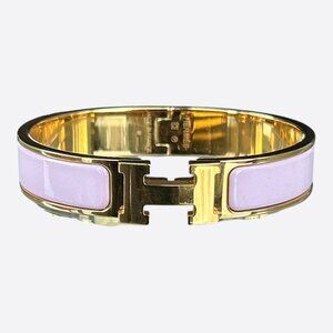 Hermes Gold & Pink Clic Clac H Bracelet